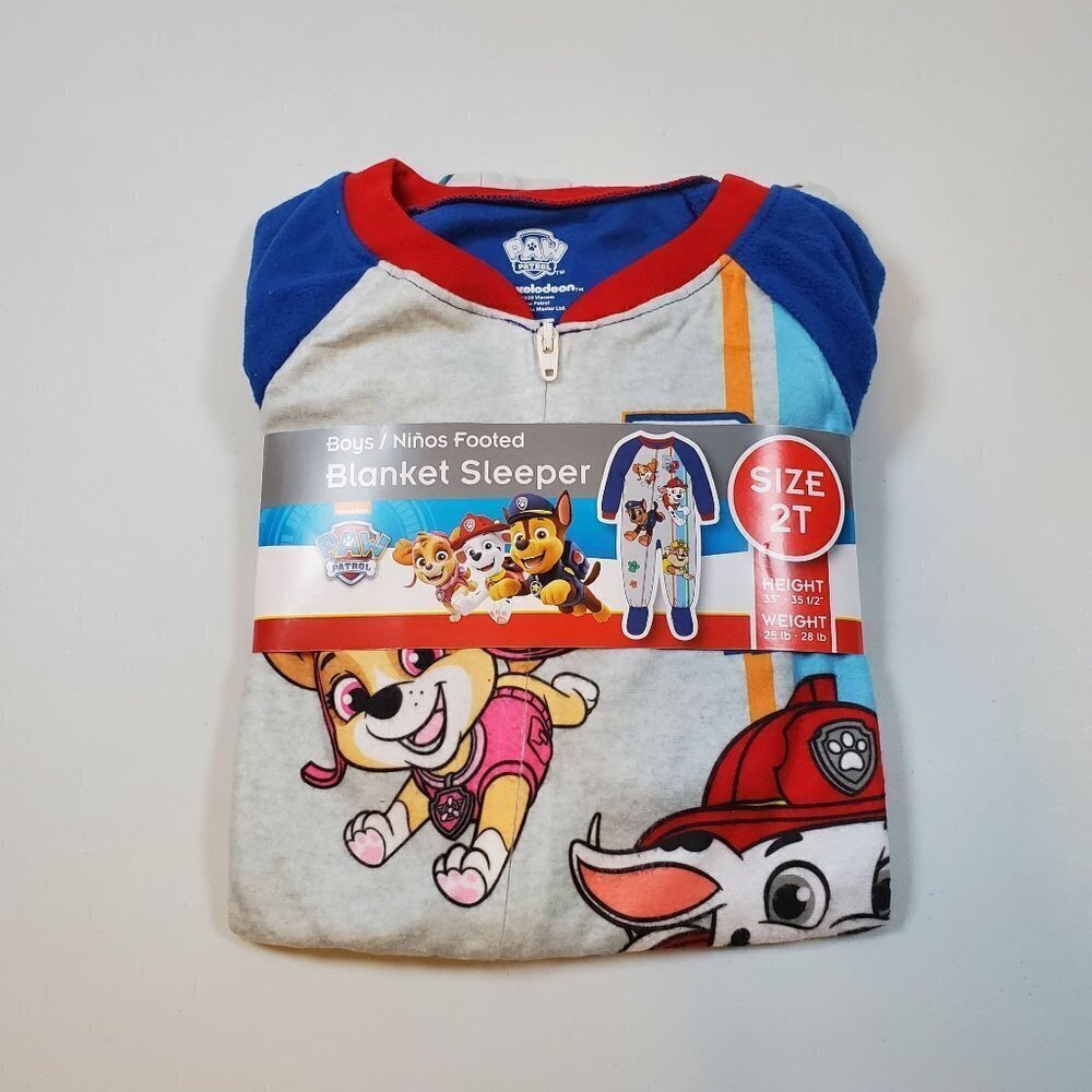 Nickelodeon Paw Patrol Blanket Sleeper Sleep & Play Boys 2T NWT Full Zip